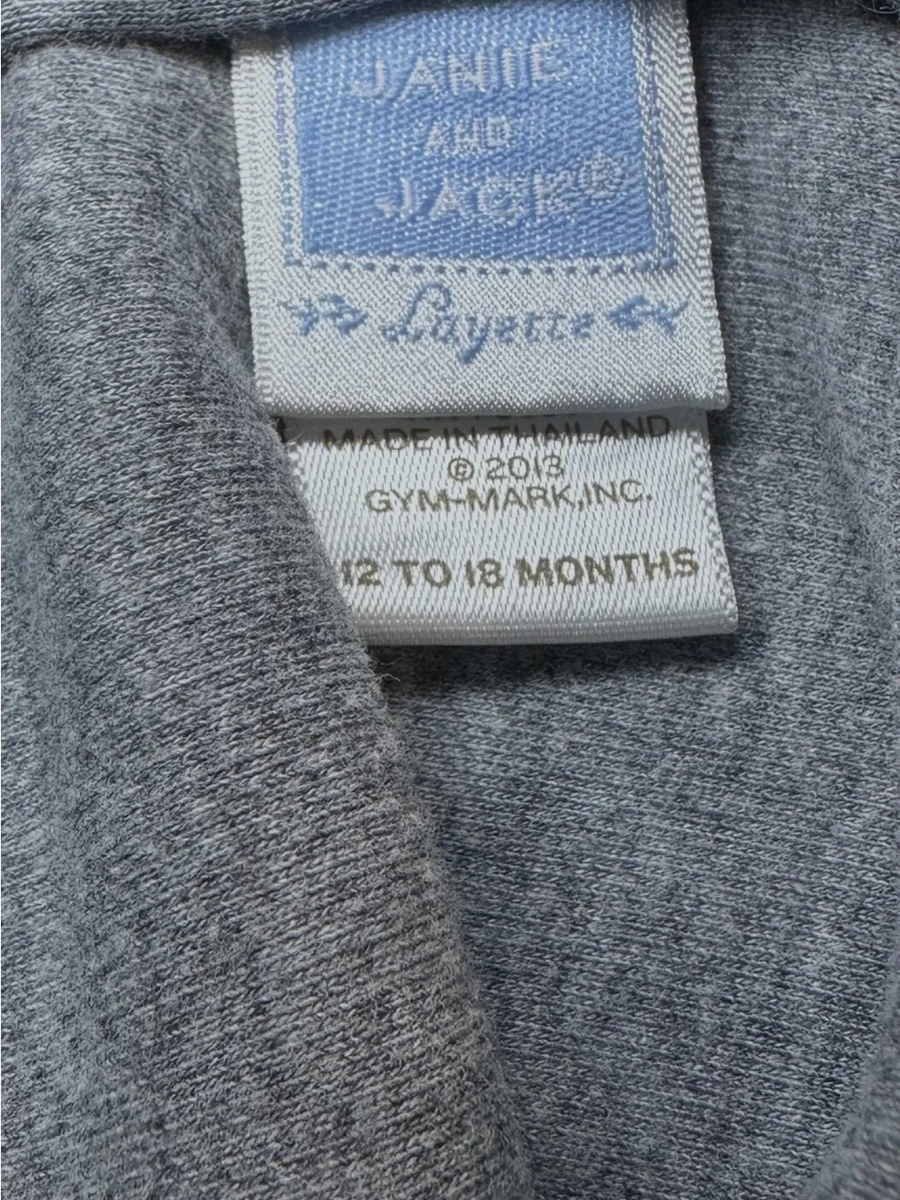 Janie and Jack Gray Train Applique Cotton Layette Romper 12-18M